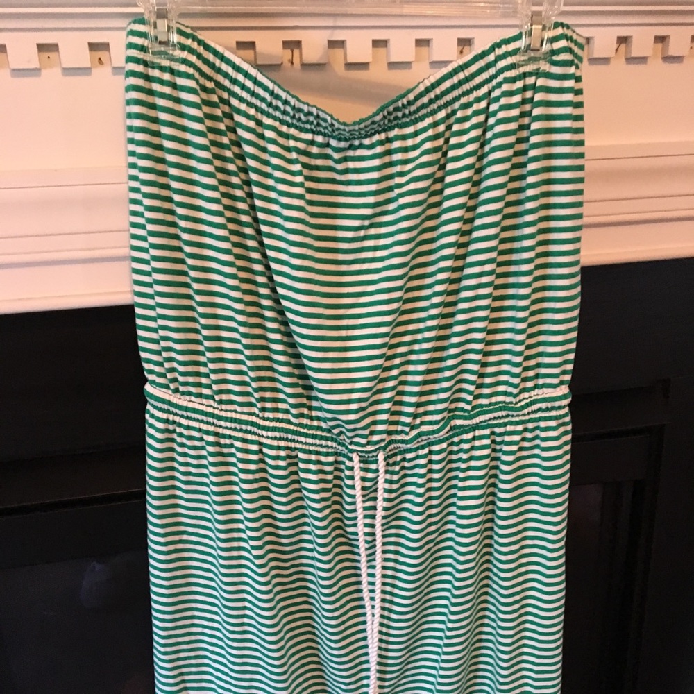GAP Green White Striped Strapless Dress XXL
